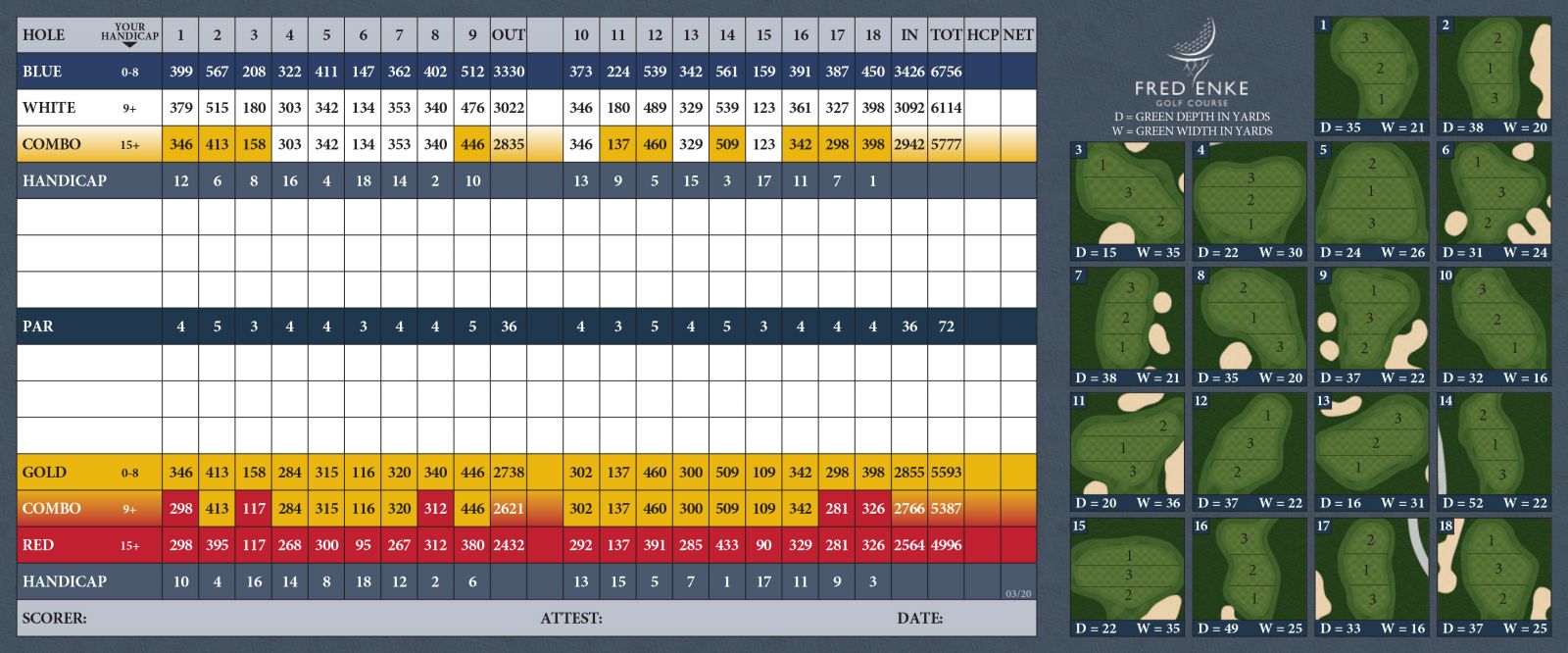 Fred Enke Scorecard Tucson City Golf